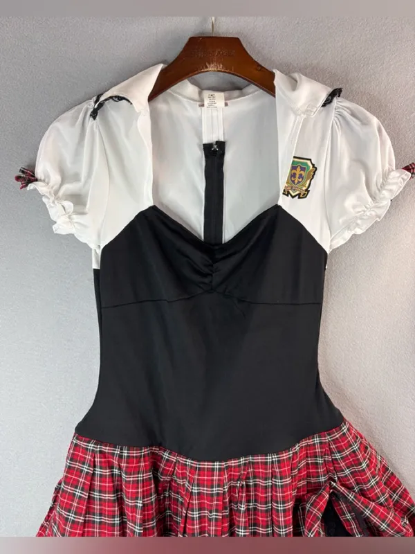 Dreamgirl S Co-Ed Academy Black, Tulle White & Red Plaid Mini Dress Sexy Costume - Image 7