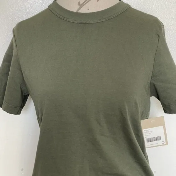 Wear Wrecklessly Short Sleeve Blouse Green Organic Cotton Vintage Crew Sz Medium - Image 7