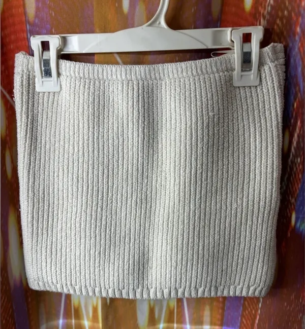 Zara Cream Ribbed Knit Tube Top - Image 2