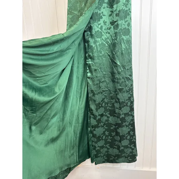 NWT Lulus Simply Dreamy Emerald Green Satin Floral Jacquard Maxi Dress Sz XS - Image 6