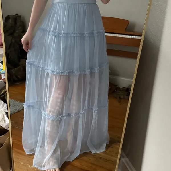 French Connection Strapless Pale Blue Dress - Image 6