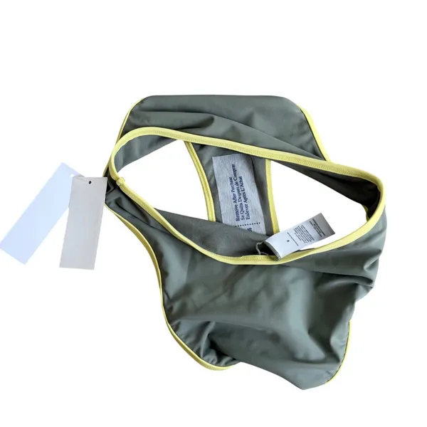 Salt + Cove Womens High Leg Bikini Bottoms Olive‎ Green Yellow Trim Size S NEW - Image 4