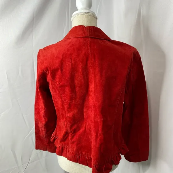 Vintage Christopher & Banks red suede leather jacket large - Image 7