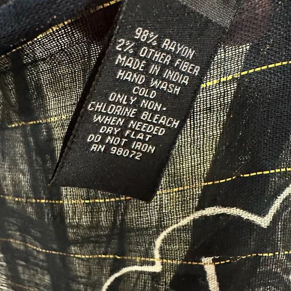 Source Unknown Rayon Scarf Wrap Sarong Black Metallic Gold Cream 22 x 72 Inches - Image 6