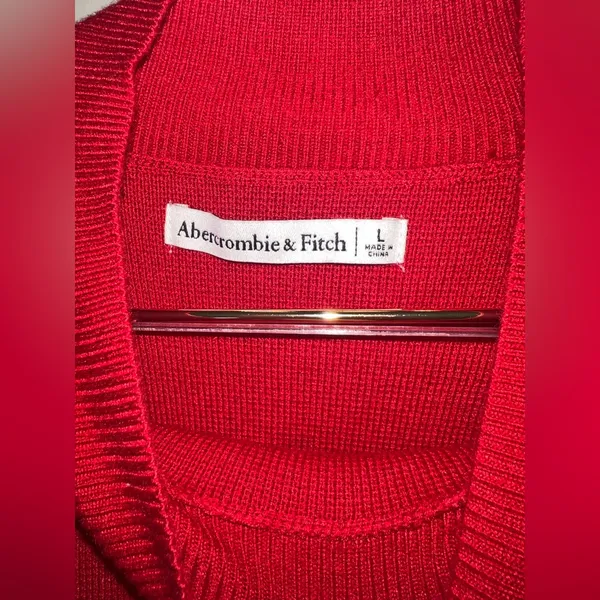 Abercrombie & Fitch Red Mock‎ Neck Heavy Knit Sweater Size L - Image 7