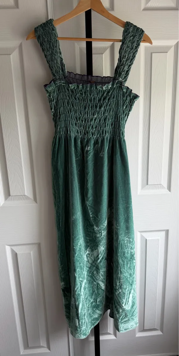Free People Camille Midi Dress Velvet Smocked Boho Sapphire Women's Size: XS - Image 3