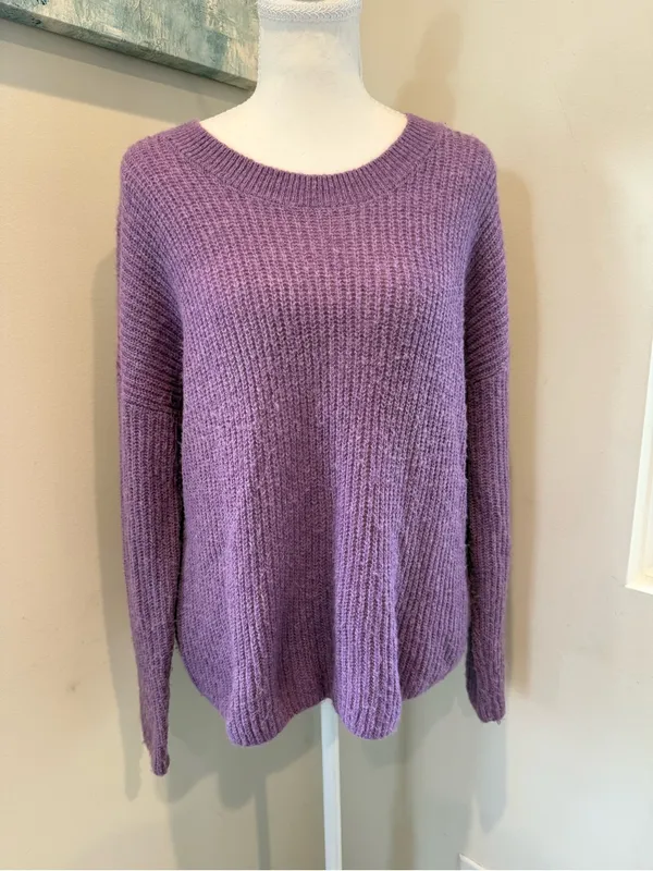 Madewell Heather Amethyst Crewneck Sweater Medium Alpaca Blend - Image 3