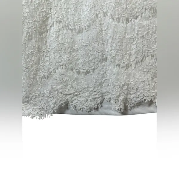 Lulus White Floral Lace Short Sleeve Mini Shift Dress‎ Size Small Bridal - Image 7