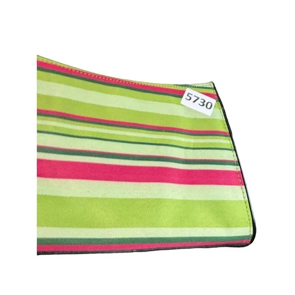 Colorful Striped Handbag With Black Handles & Zip Closure - Image 9