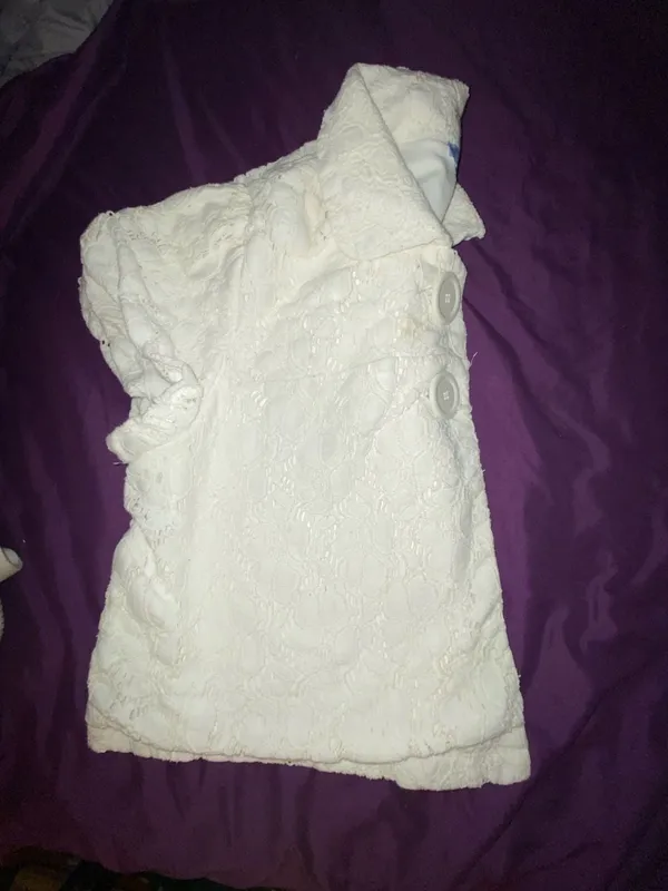 Cara Ryan Ivory White Lace Short Sleeve Crop Button Jacket Blazer XL - Image 5