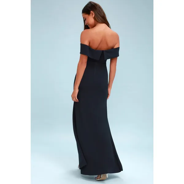 Lulus Song of Love Black Off-the-Shoulder Maxi Dress Bridesmaid Party Sz Medium - Image 3