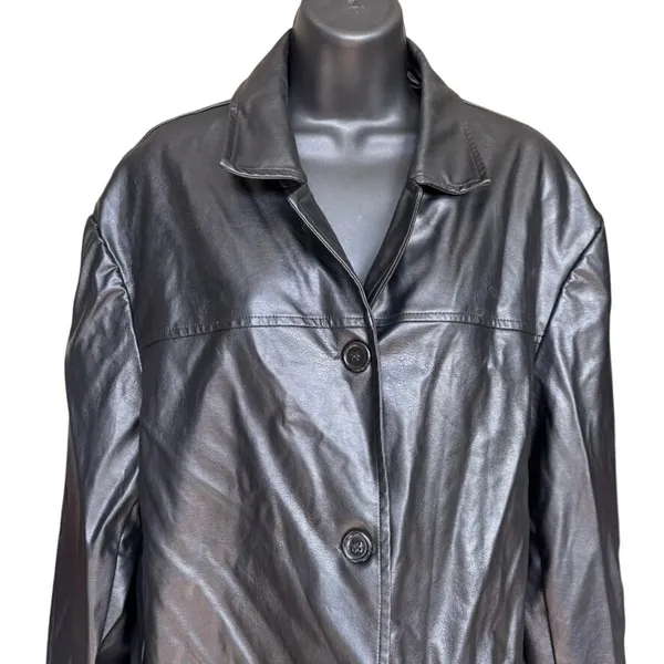 Princess Polly Faux Leather Jacket Sz‎ 8 Black Blazer Chic Office - Image 2