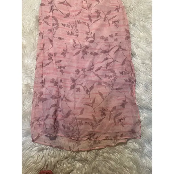 Vintage Norton McNaughton Women's Size Large Midi Skirt Light Pink Mauve Floral - Image 3