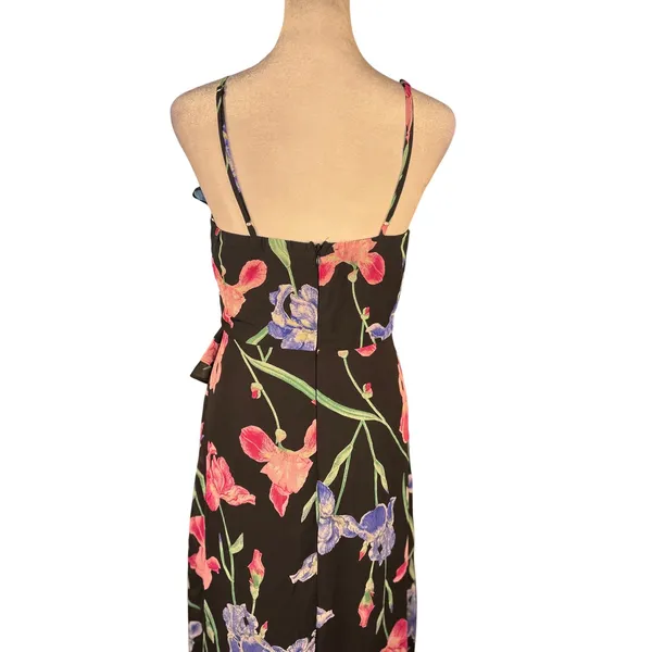 Lulus Black Floral Ruffle Maxi Dress Spaghetti Strap Flowy Women's Size M‎ - Image 7