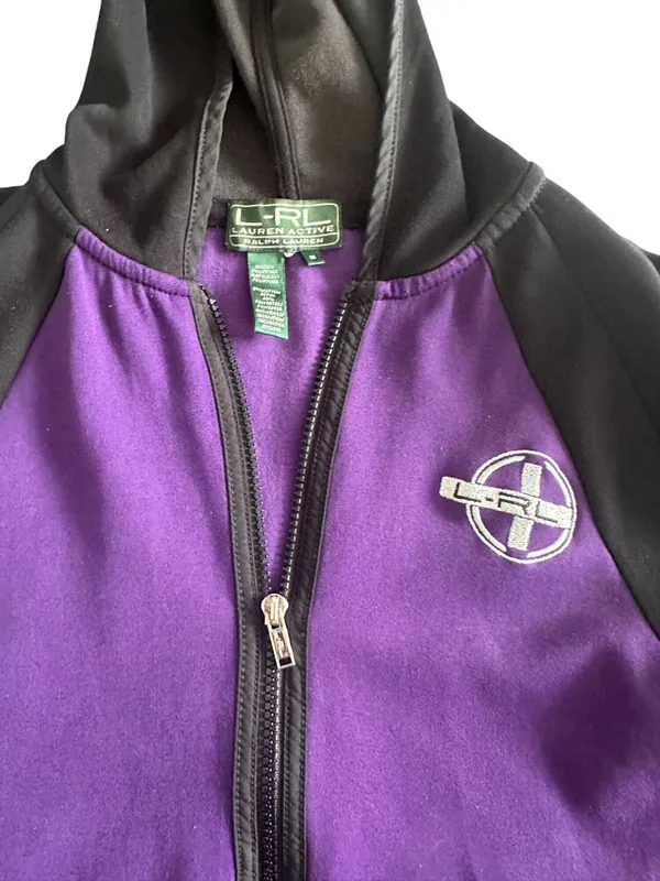 RALPH LAUREN Active LRL Purple Black Hoodie Sweatshirt Size M - Image 3