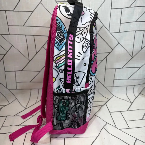 Sanrio Hello Kitty Backpack OSFA Pink White Bioworld 19 Inch Laptop Sleeve Padded Back - Image 5