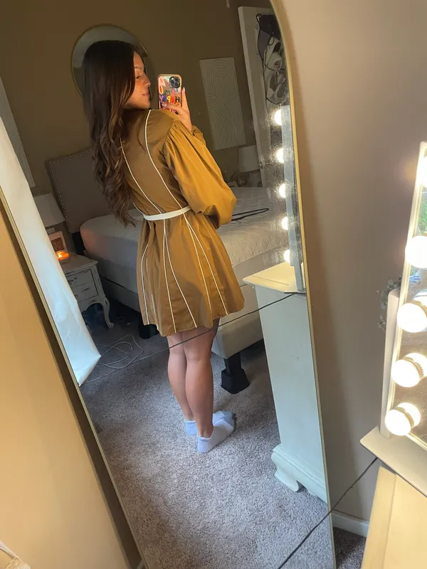 Bright Brown Dress With Tie - Image 3