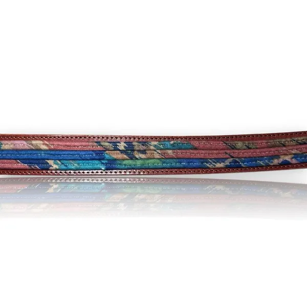Vintage 1980's Leather & Rolled Fabric Belt | Silver‎ Buckle | Guatemala - Image 4