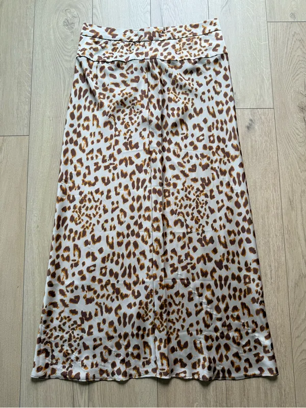 Free People Normani Bias Midi Skirt Leopard Print Size 12 - Image 5