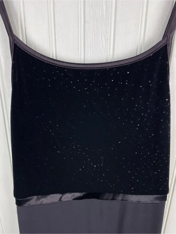 Vintage Y2K Byer Too Sparkly Black Velvet Top Maxi Slip Dress Small Whimsigoth - Image 10