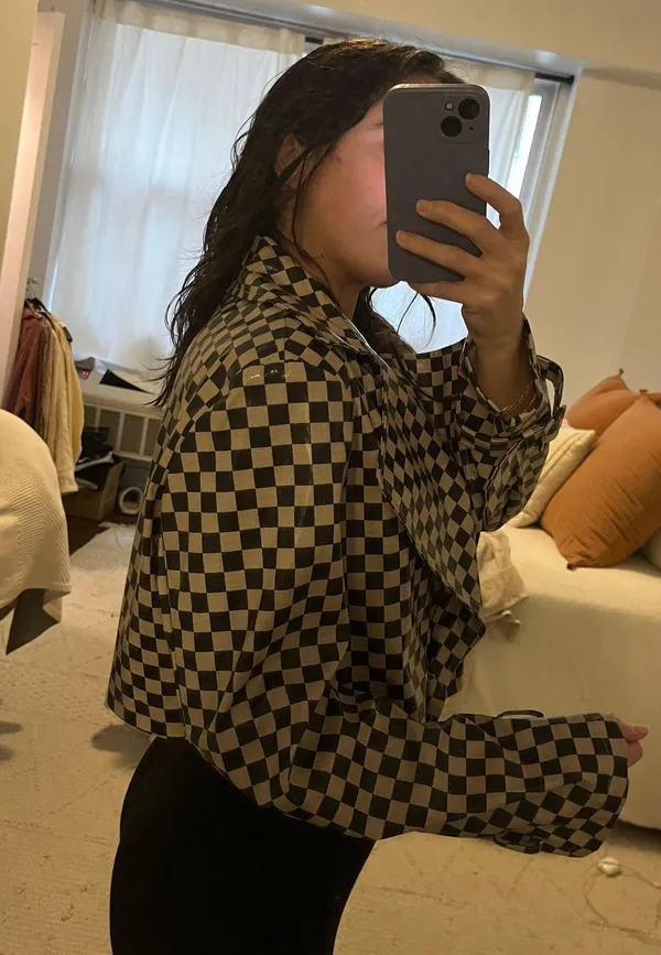 Vintage Checkered Pleather Jacket Multiple - Image 2