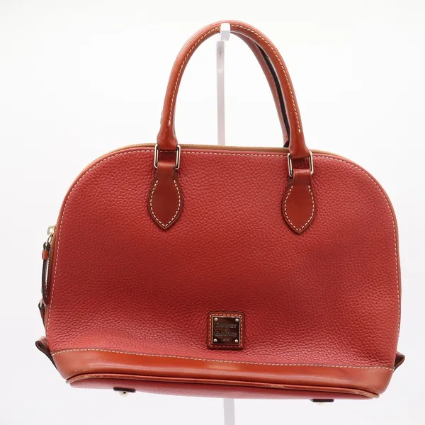 Dooney & Bourke Satchel Womens Medium Zip Zip Pebbled Leather Orange Excellent - Image 2