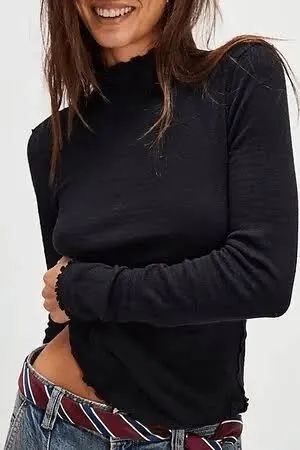 We The Free People Sara Pointelle Turtleneck Stretchy Modal Medium - Image 8