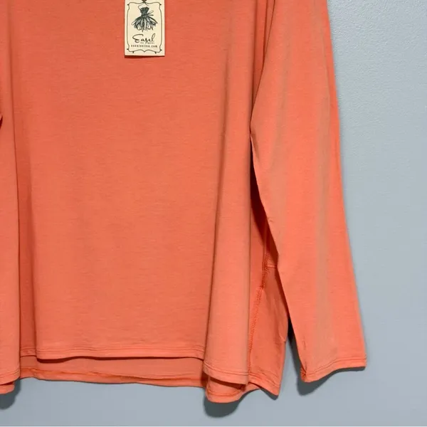 NWT Easel Sunset Orange Relaxed Fit Long Sleeve Top Soft Knit Tunic Casual Sz M - Image 5
