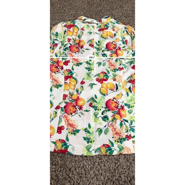LC Lauren Conrad Womens Small Fruit Print Blazer White Lemon Cherry 3/4 Sleeve - Image 5