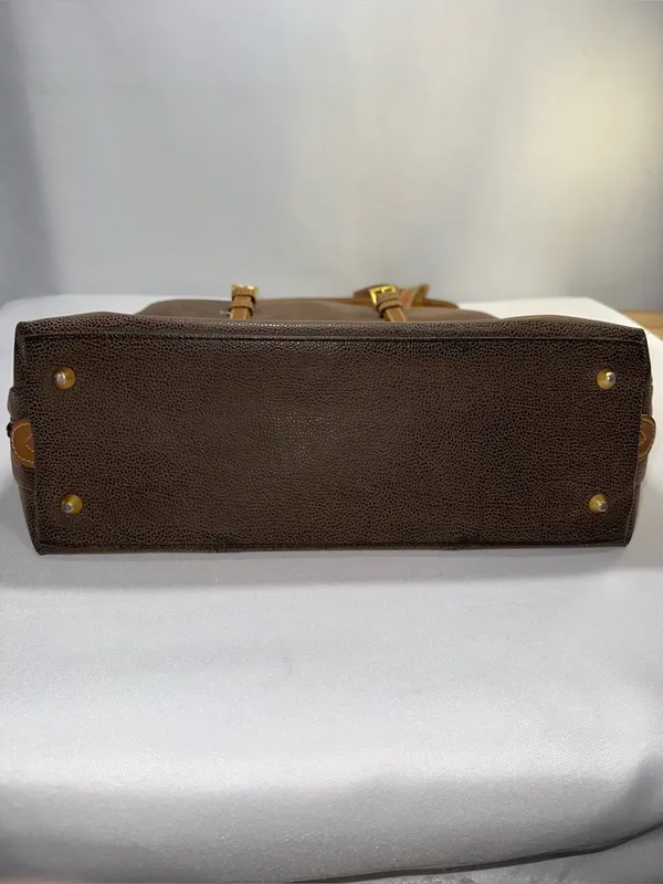 Vtg Jump Boyt Brown Pebbled Faux Leather Tote Purse Shoulder Bag Map Print⁠ - Image 5
