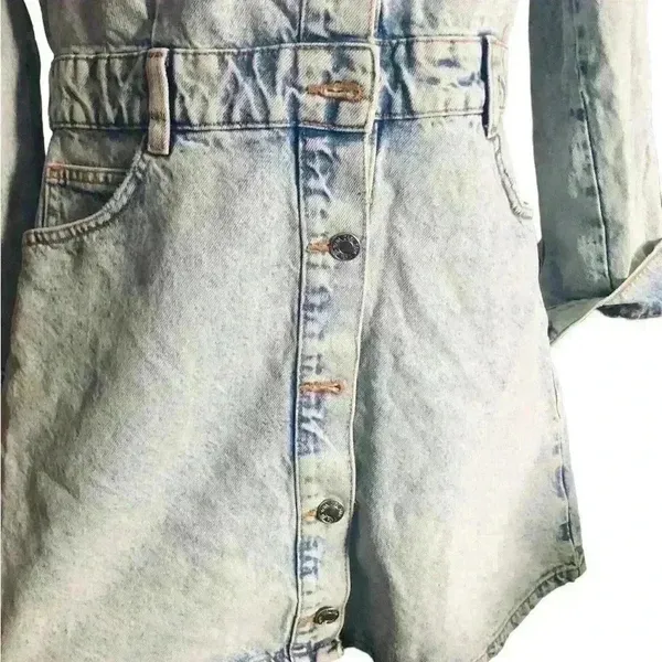 Zara denim long sleeve dress ( missing one‎ button) - Image 3