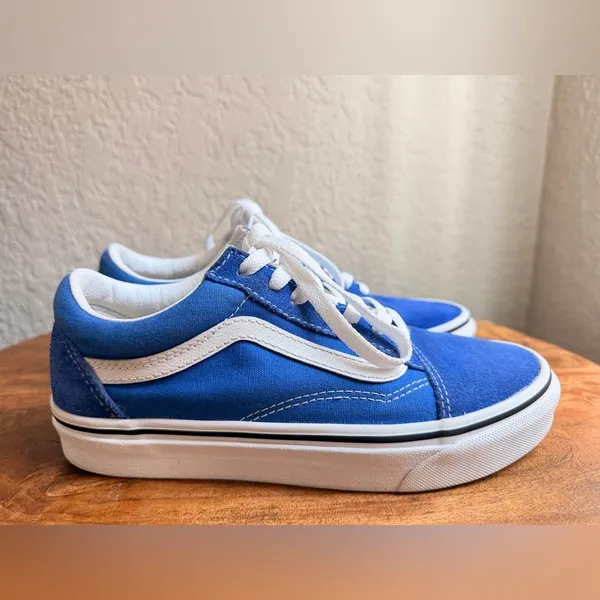 VANS Old Skool Sneakers Women's 6.0 Men's Size 4.5 Blue Suede Canvas - Image 2