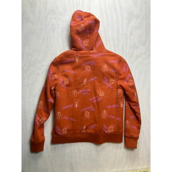 Disney‎ Sherpa Lined Zip-Up Hooded Sweatshirt Orange Goofy Womens Medium - Image 10