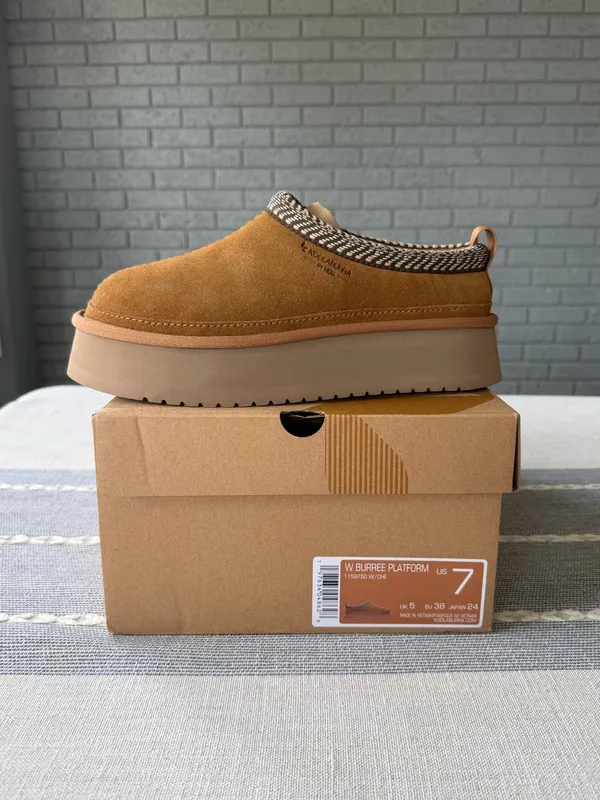 NWT UGG Koolaburra Burree Platform Slippers Chestnut Brown Size 7 - Image 4