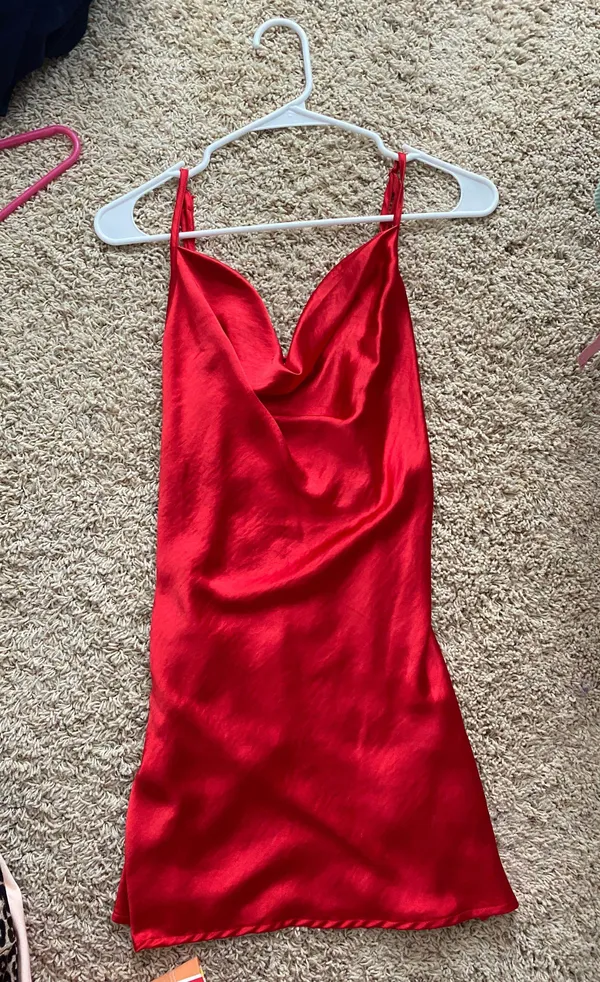 Motel Rocks Paiva Slip Dress In Satin Red - Image 3