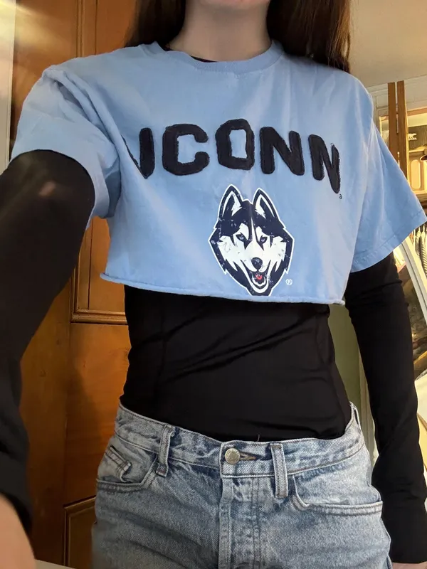 Blue 84 Cropped UCONN Tee - Image 4