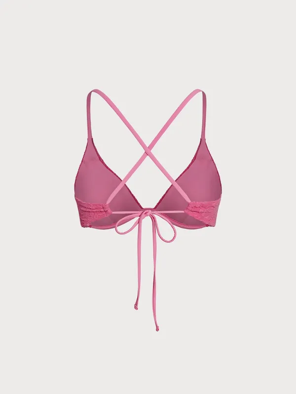 Berlook Pink Jacquard Underwire Triangle Bikini Top & Tie Cutout Bottom - Image 6