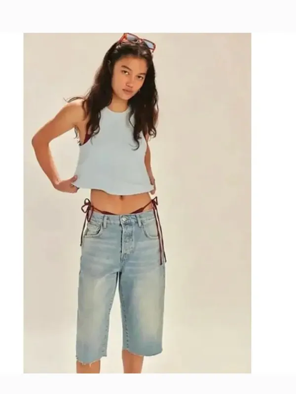 NEW Free People free-est Milani Tank Top Mini Skirt Boho Cotton Set Blue Large - Image 9