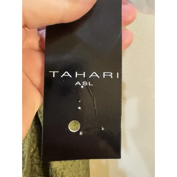Tahari ASL Women's Sleeveless Ball Gown rich olive hue Size 14 Square‎ Neck - Image 8