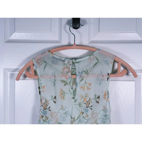 Abercrombie Floral Chiffon Mini Dress Size XXS Mint Green Ethereal Pastel Ruffle - Image 6