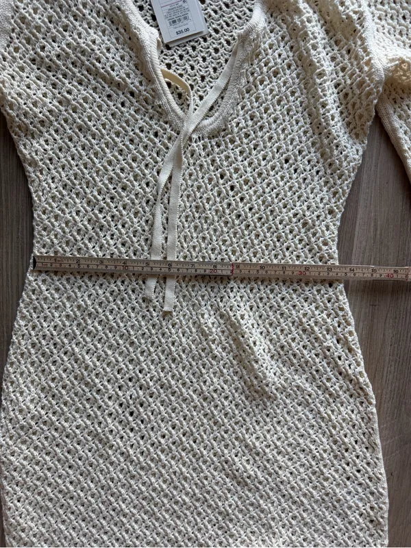 a‎ new day Cream Crochet Maxi Dress with Tie Neck - Image 3