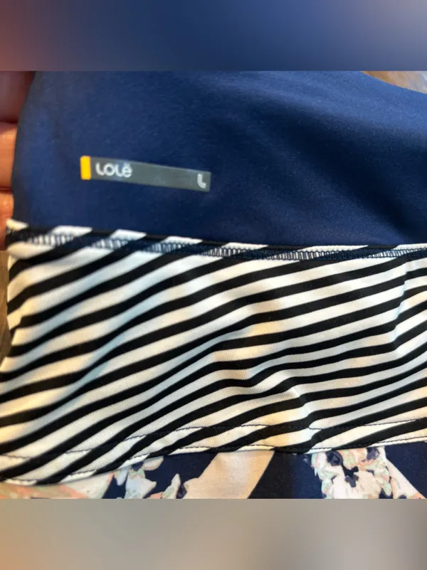 Lole Skort - Black/White Strip Navy Floral Pleats Active Golf Tennis - Size S - Image 4
