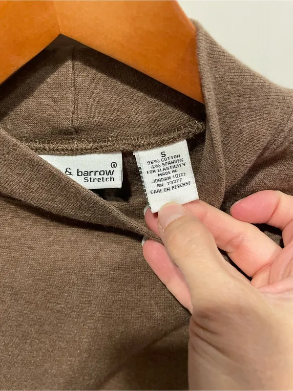 Cute 90s clssic nutmeg brown cotton stretch mock neck top normcore basics - Image 4