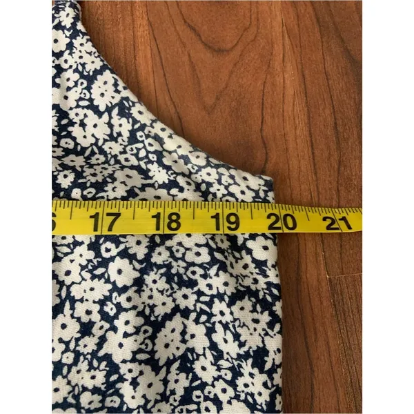Old Navy Fit Flare Linen Blend Cami Navy White Floral Print Dress 2X Coastal Vac - Image 4