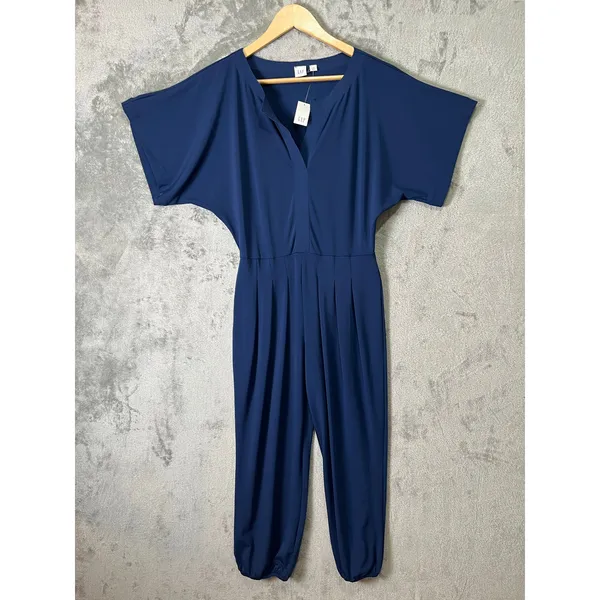 GAP Navy Kimono Sleeve Jumpsuit Relaxed Draped Fit Minimalist‎ Chic Size XS New - Image 2