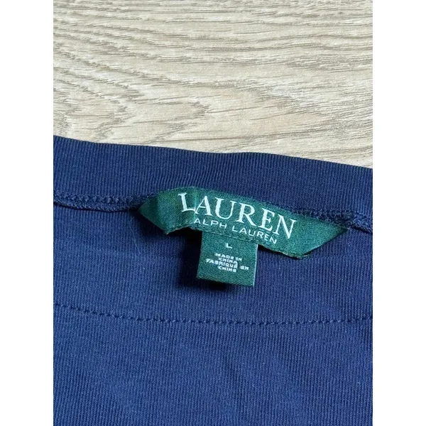 EUC Womens‎ Lauren Ralph Lauren boat neck Navy red stripe bow short sleeve top L - Image 3