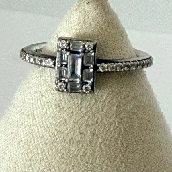 Pandora Sparkling Square Halo CZ Sterling Silver Ring - Image 3