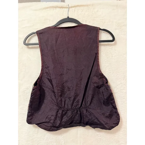 Turn On Vintage Tapestry Vest Womens Large Floral Brocade Metallic Cropped USA - Image 8