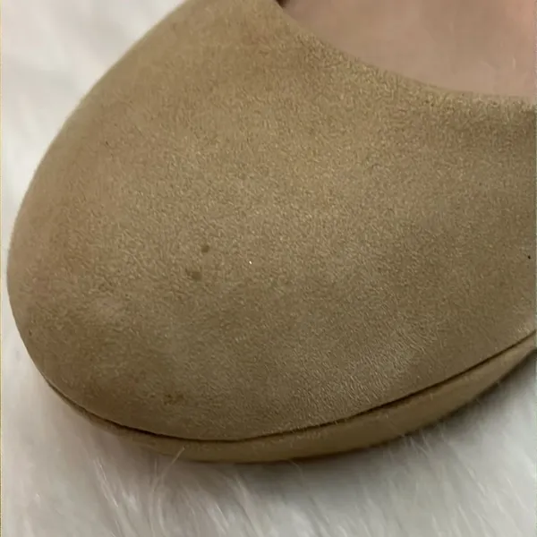 Steve Madden‎ Cake Suede Nude Heels with Rhinestone Bow Size 7.5 B-25 - Image 11
