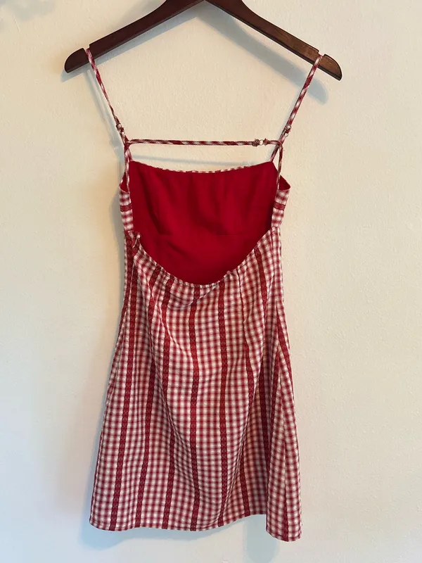RSQ  Red Gingham Corset Mini Sundress - Image 3